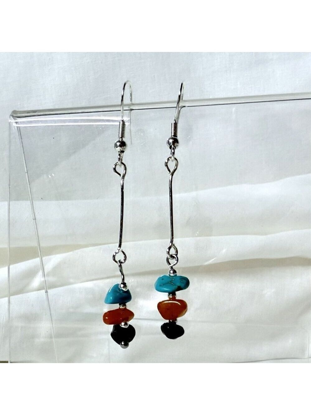 Carnelian Agate Howlite Sterling Silver Dangle Earrings